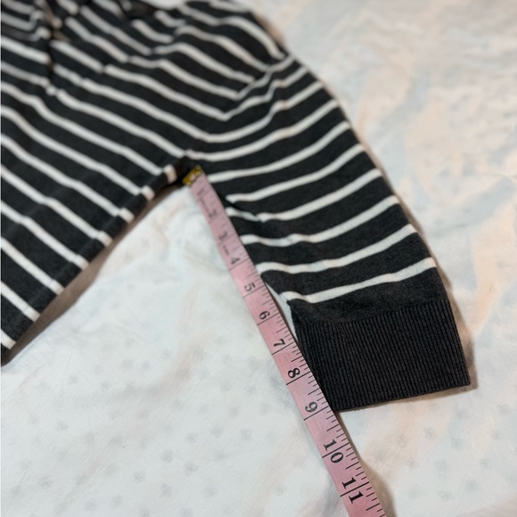 Banana Republic V-Neck Sweater - Dark Gray and White Stripes - Picture 6 of 7